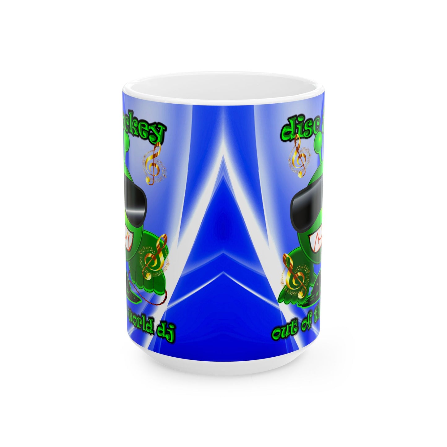 disc jockey - White Mug (blue-white wave)