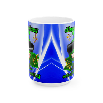 disc jockey - White Mug (blue-white wave)