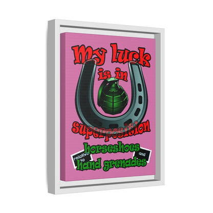 my luck - framed canvas art (light pink)
