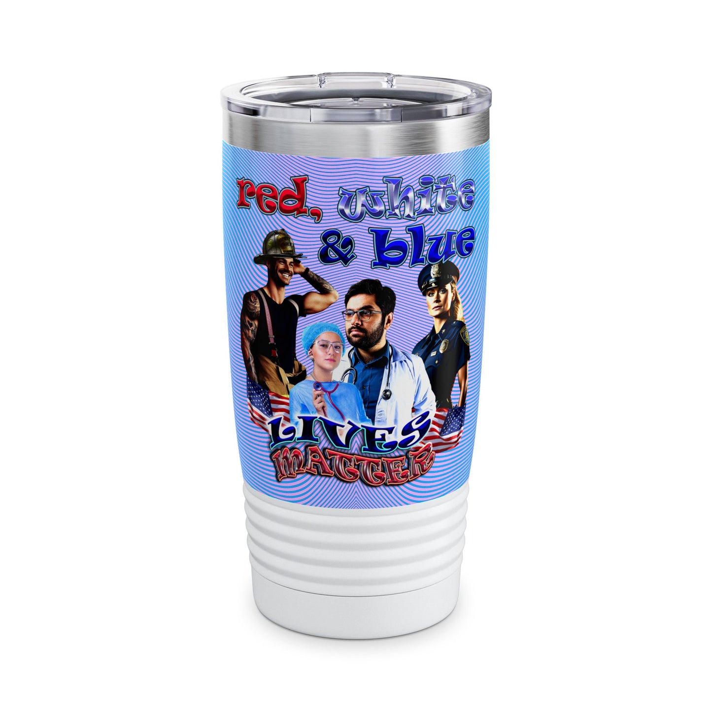 rw&b lives matter - Ringneck Tumbler, 20oz (light blue-purple wave)