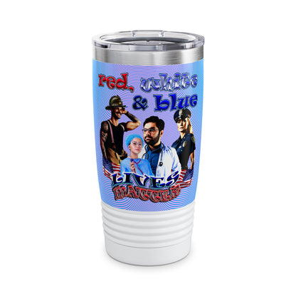 rw&b lives matter - Ringneck Tumbler, 20oz (light blue-purple wave)