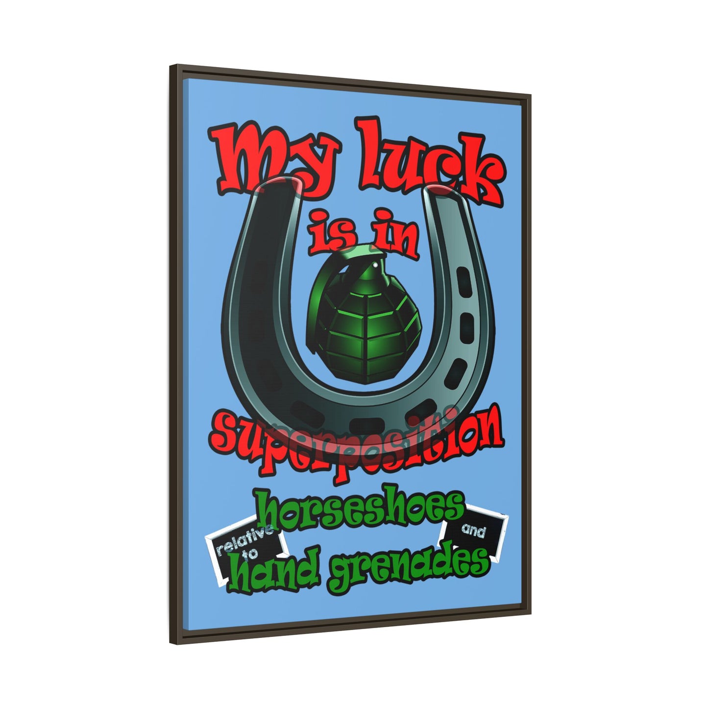 my luck - framed canvas art (light blue)