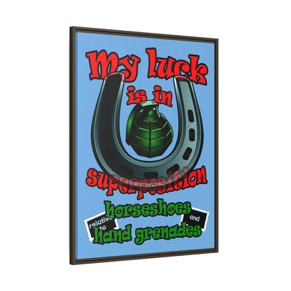 my luck - framed canvas art (light blue)