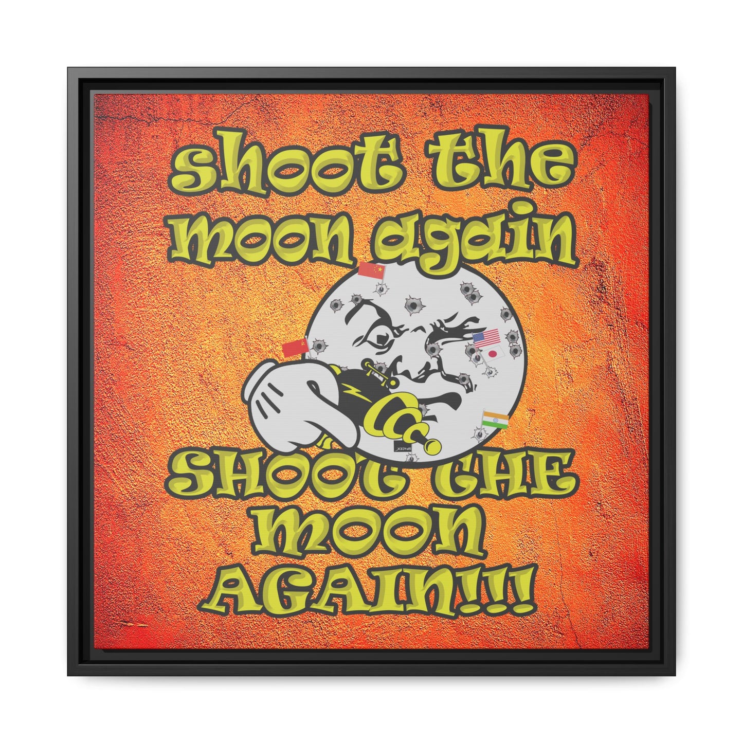 shoot the moon again - framed canvas art (burnt orange)