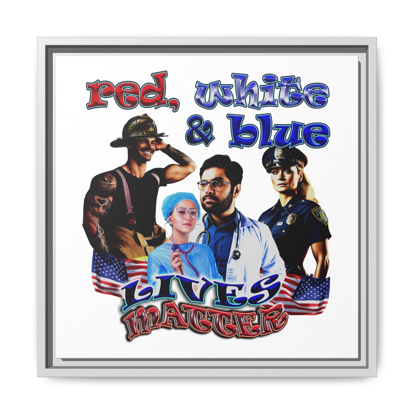 rw&b lives matter - framed canvas art (white)