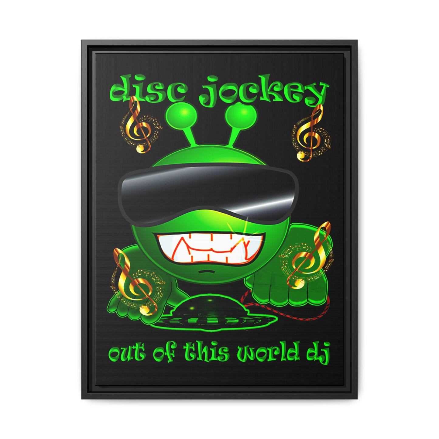 disc jockey - framed canvas art (black)