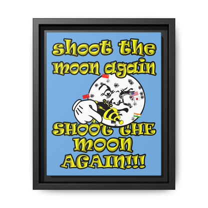 shoot the moon again - framed canvas art (light blue)