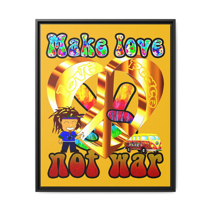 love peace - framed canvas art (yellow)