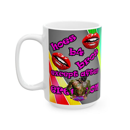 hoes b4 bros - White Mug (rainbow split)