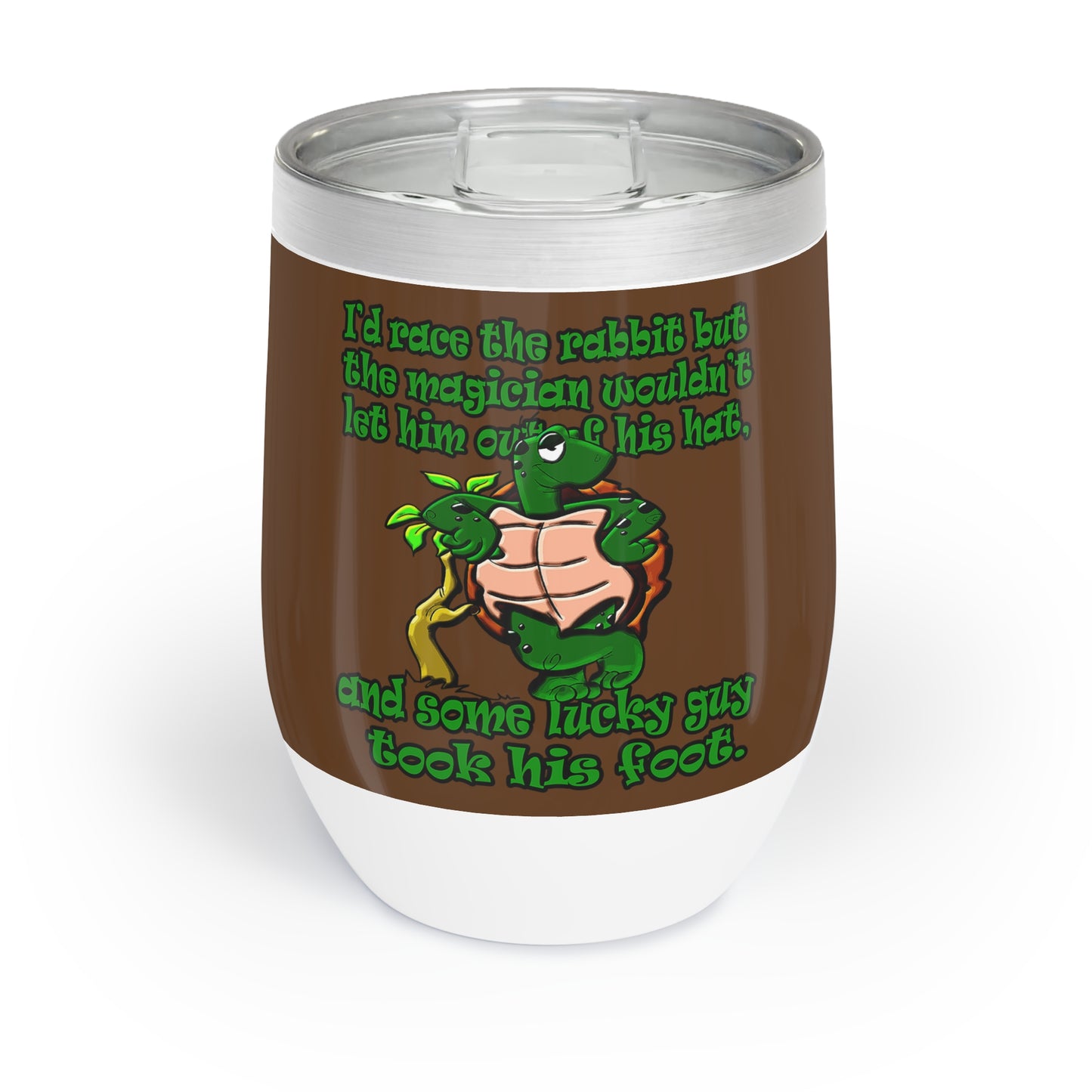 turtle race - Chill Wine Tumbler (brown)