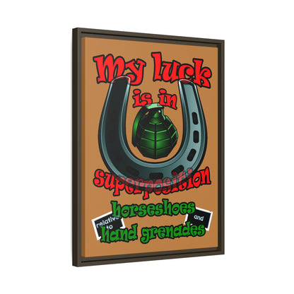 my luck - framed canvas art (light brown)