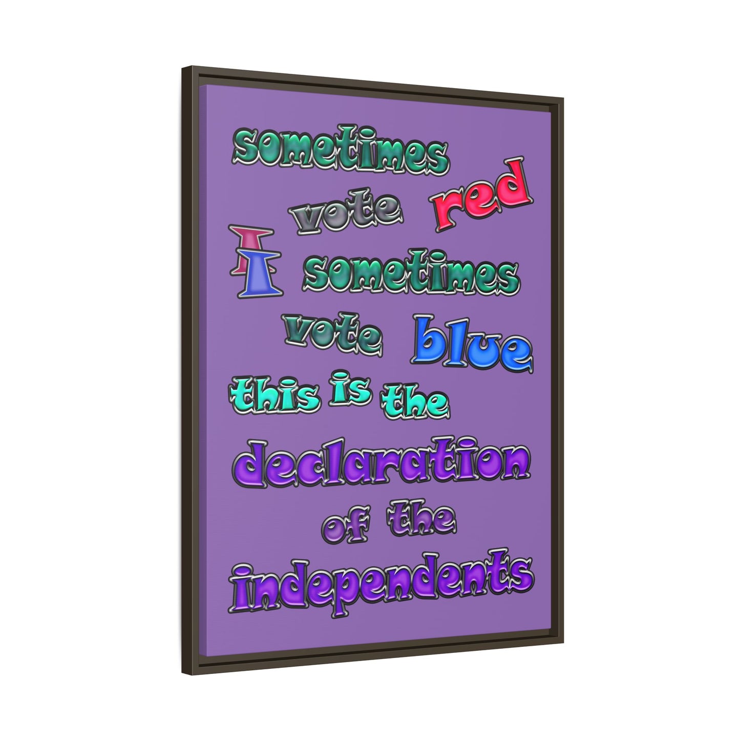 declaration of the independents - framed canvas art (light purple)