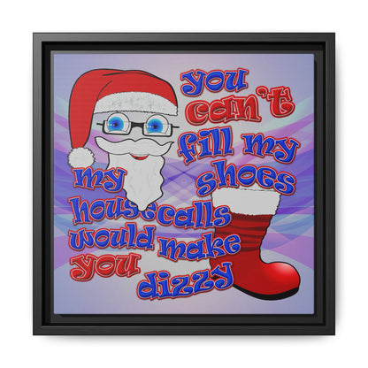 santa's shoes - framed canvas art (light blue-pink wave)
