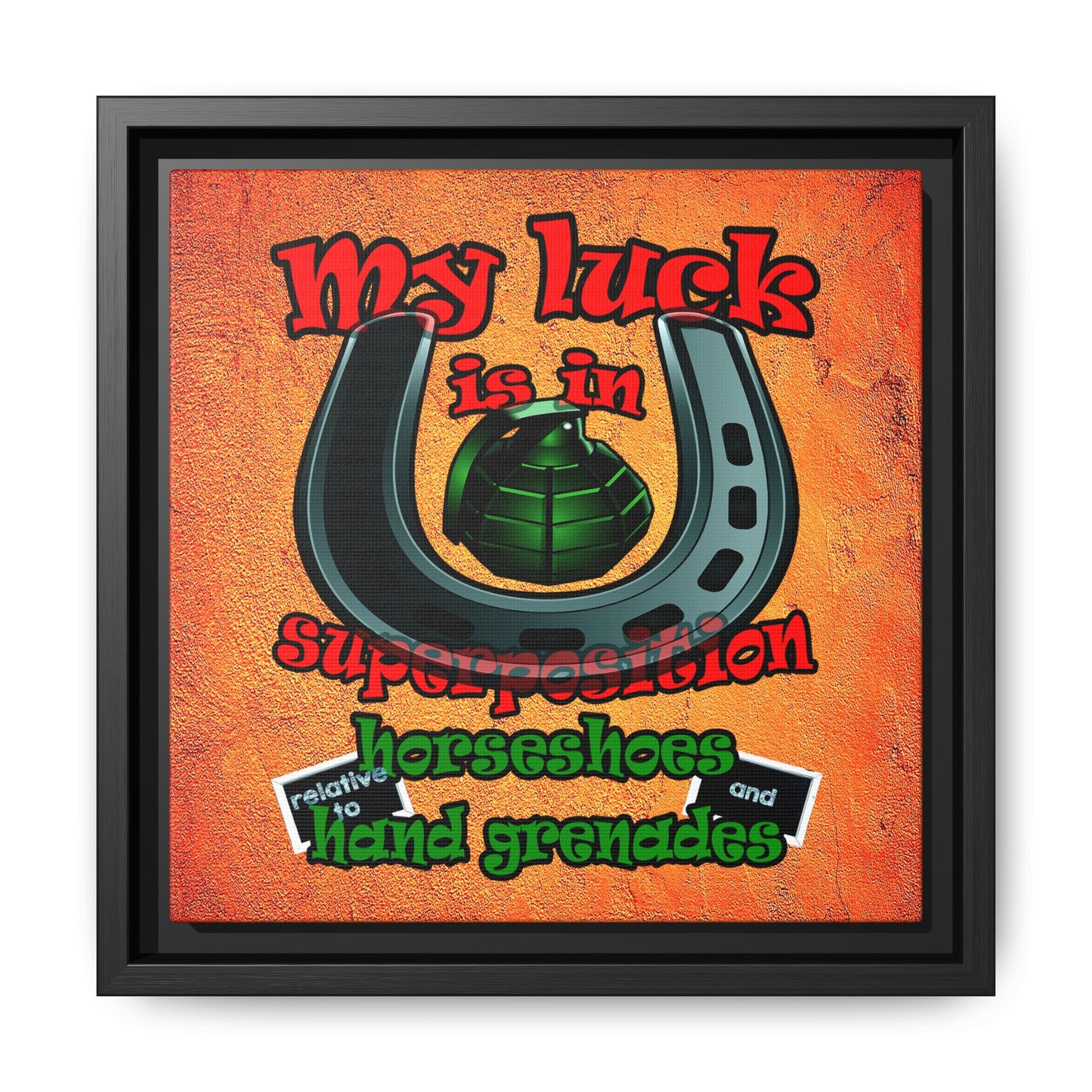 my luck - framed canvas art (burnt orange)