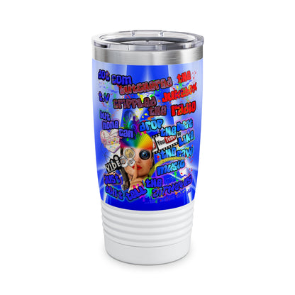 drop the beat - Ringneck Tumbler, 20oz  (blue-white wave)