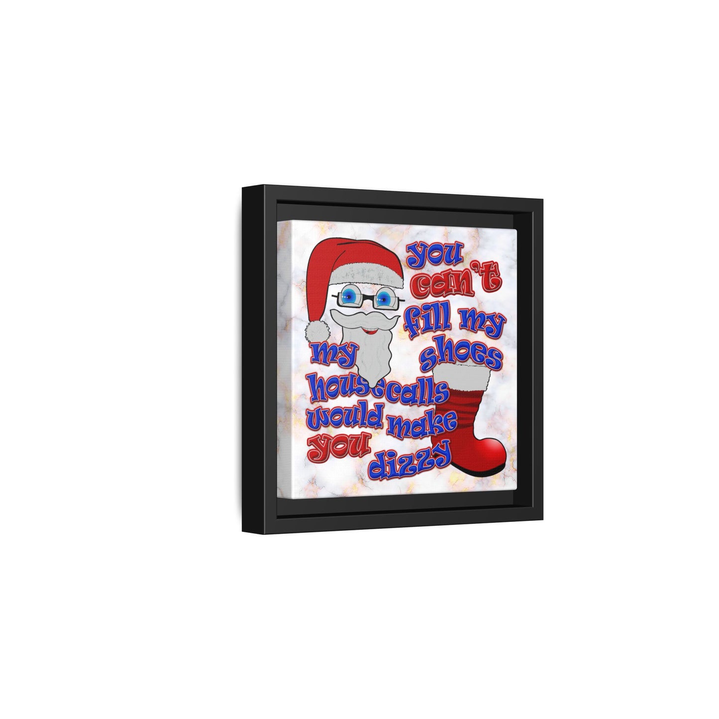 santa's shoes - framed canvas art (white marble)