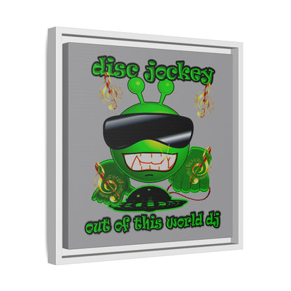 disc jockey - framed canvas art (grey)