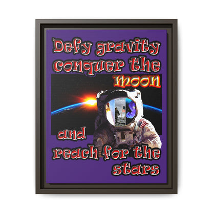 defy conquer reach - framed canvas art (purple)