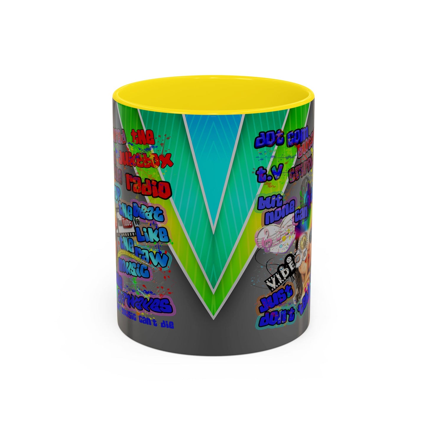 drop the beat - Accent Mug (rainbow split)