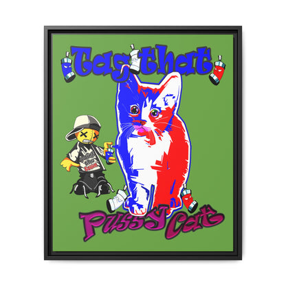 tag that - framed canvas art (green)