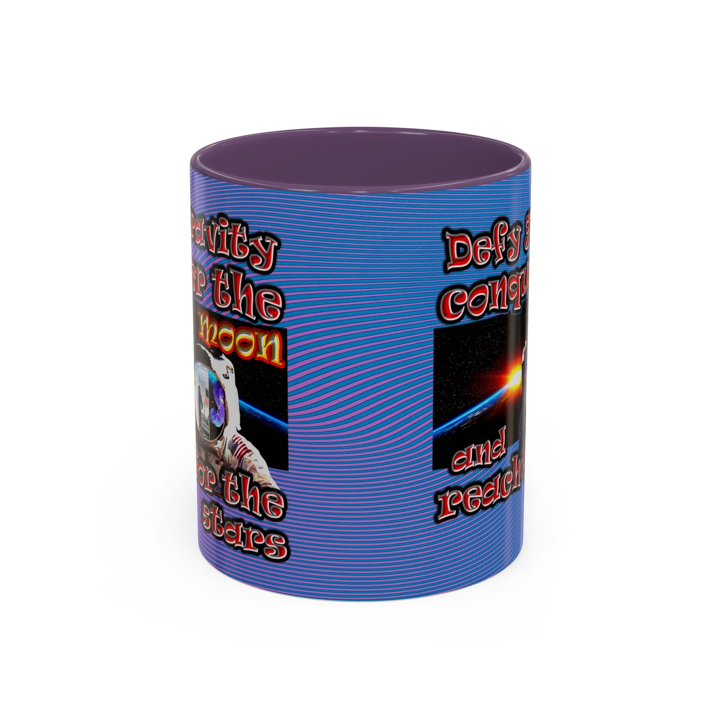 defy conquer reach - Accent Mug (light blue-purple wave)