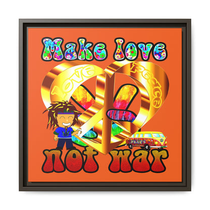 love peace - framed canvas art (orange)