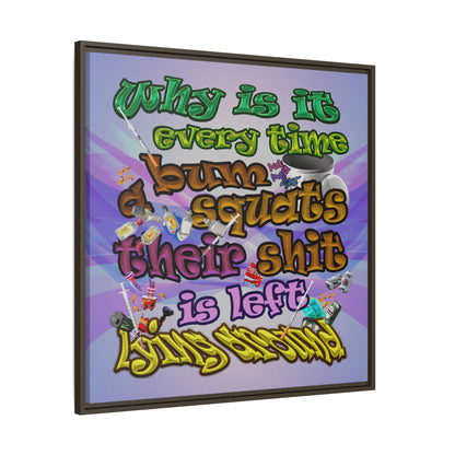 the bum's shit - framed canvas art (light blue-pink wave)