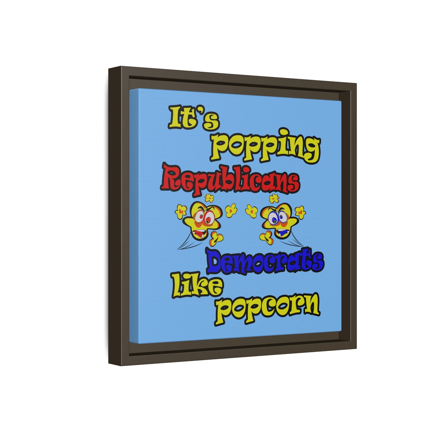 popping like popcorn - framed canvas art (light blue)