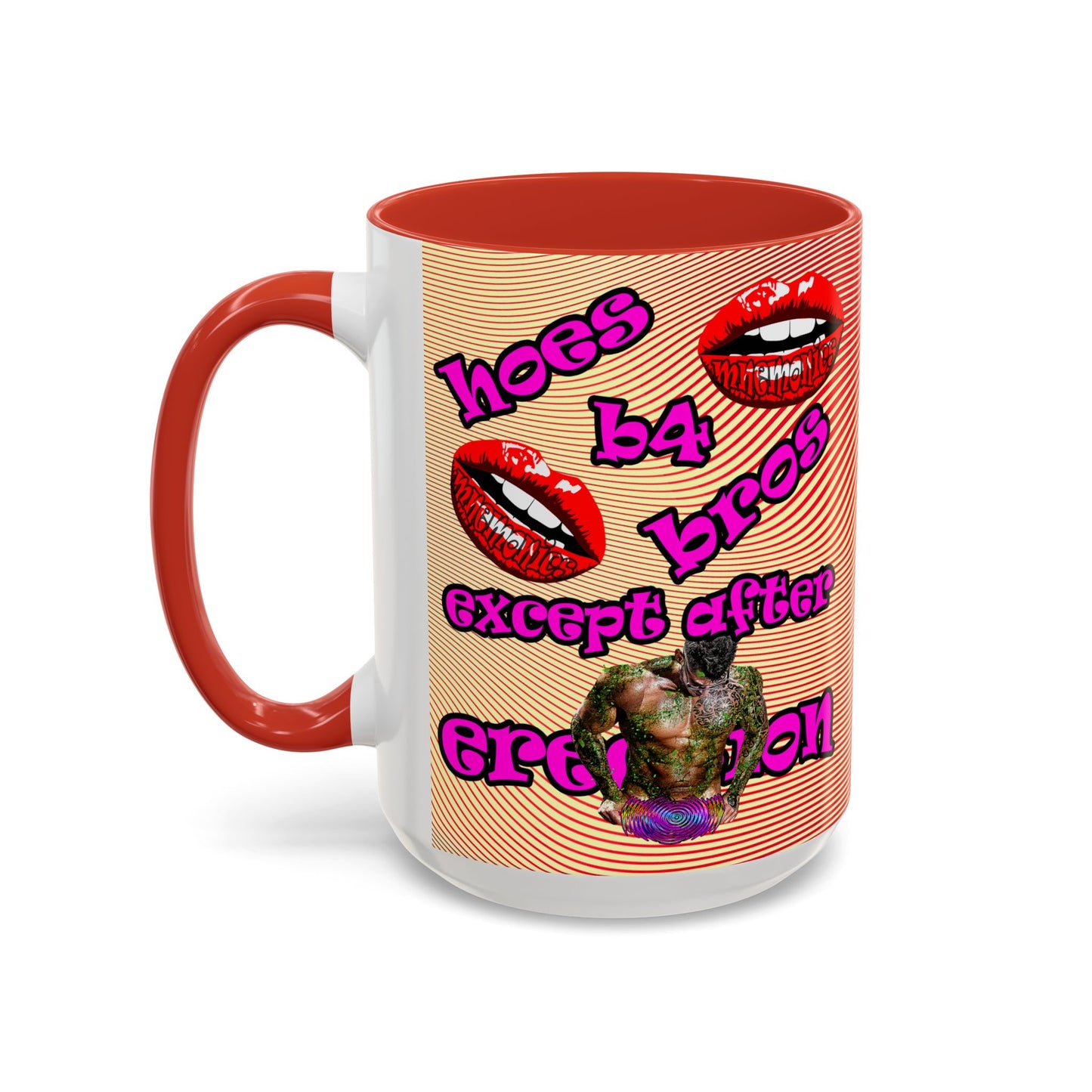 hoes b4 bros - Accent Mug (yellow-orange wave)