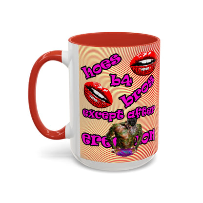 hoes b4 bros - Accent Mug (yellow-orange wave)