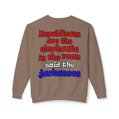 donkeys and elephants - Unisex Lightweight Crewneck Sweatshirt