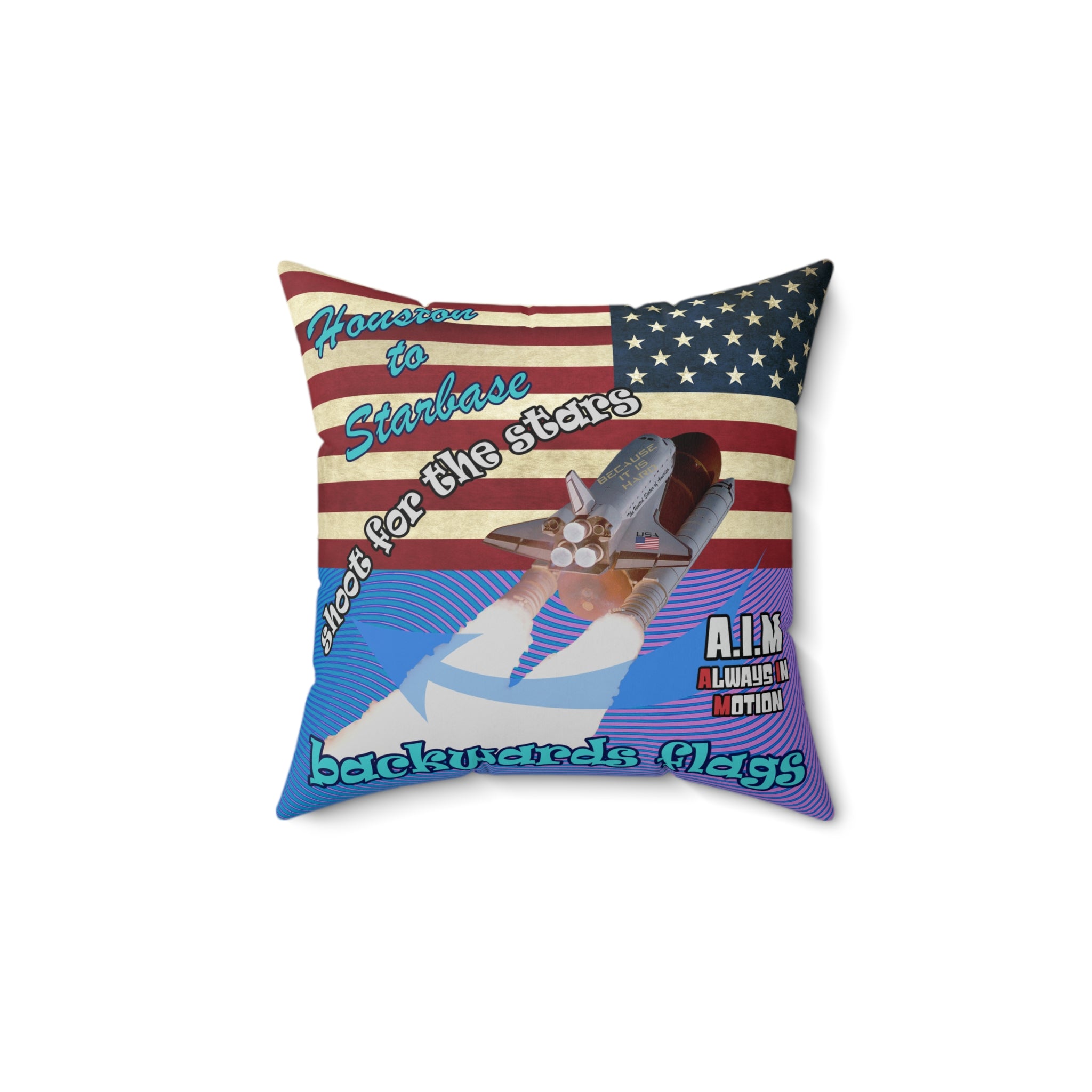 shoot for the stars - Spun Polyester Square Pillow - (light blue-purple wave)
