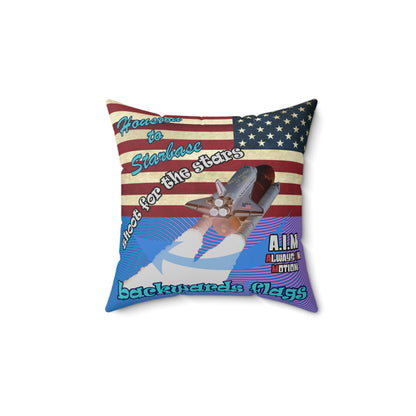 shoot for the stars - Spun Polyester Square Pillow - (light blue-purple wave)
