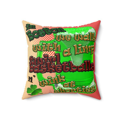 celtics logo - Spun Polyester Square Pillow - (yellow-orange wave)