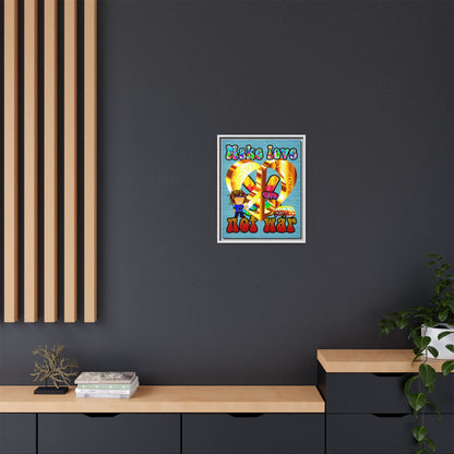 love peace - framed canvas art (faded blue)