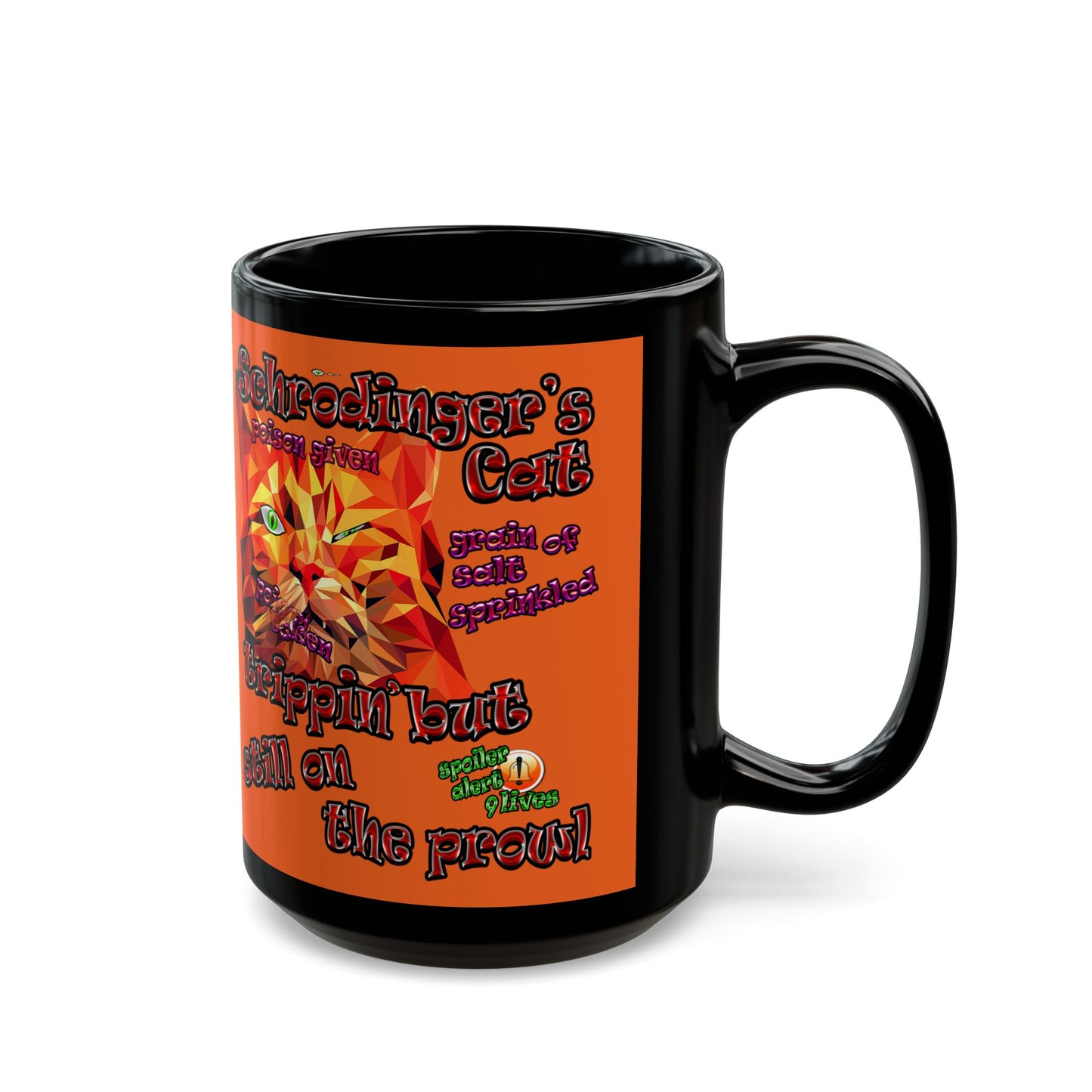 schrodinger's cat - Black Mug (orange)