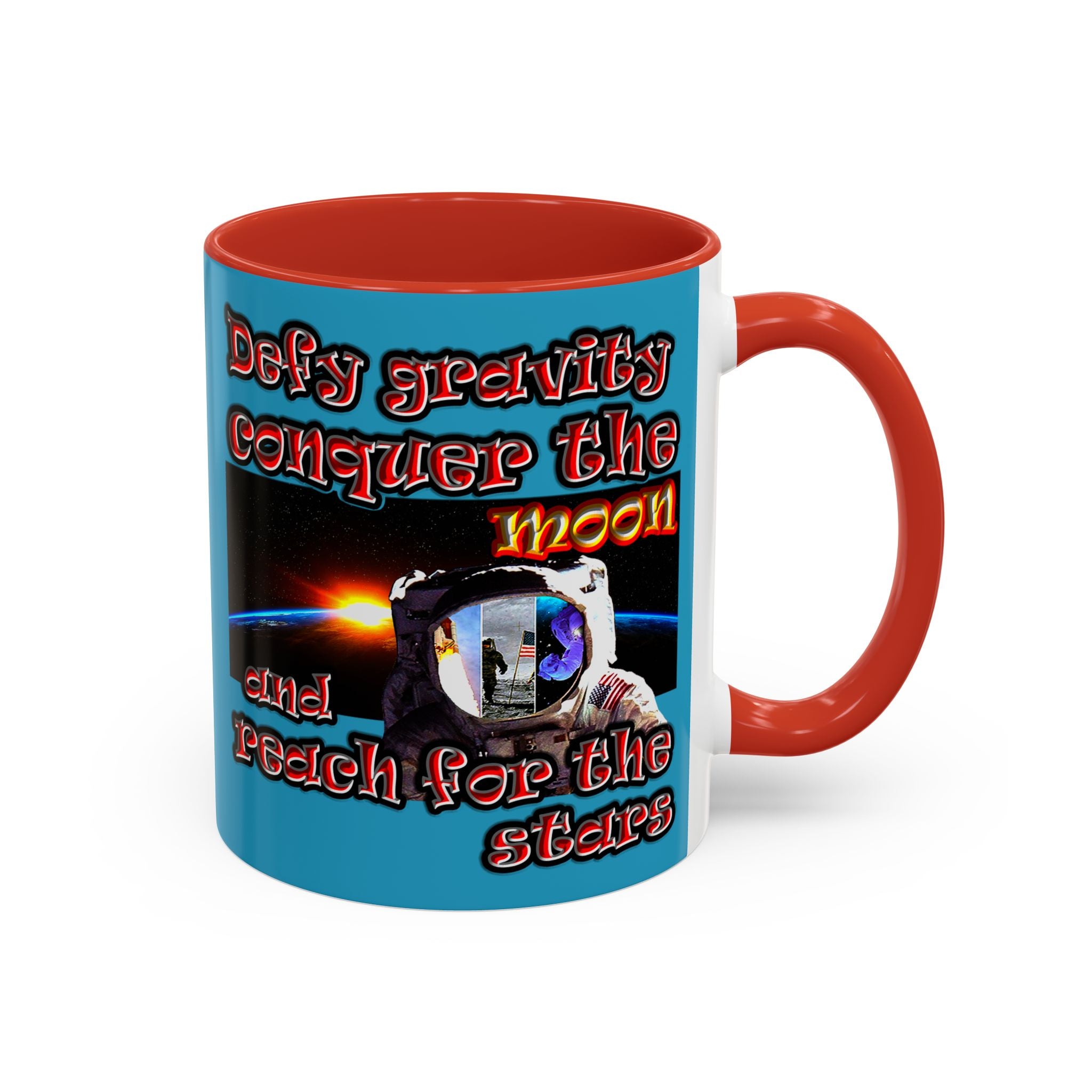 defy conquer reach - Accent Mug (turquoise)