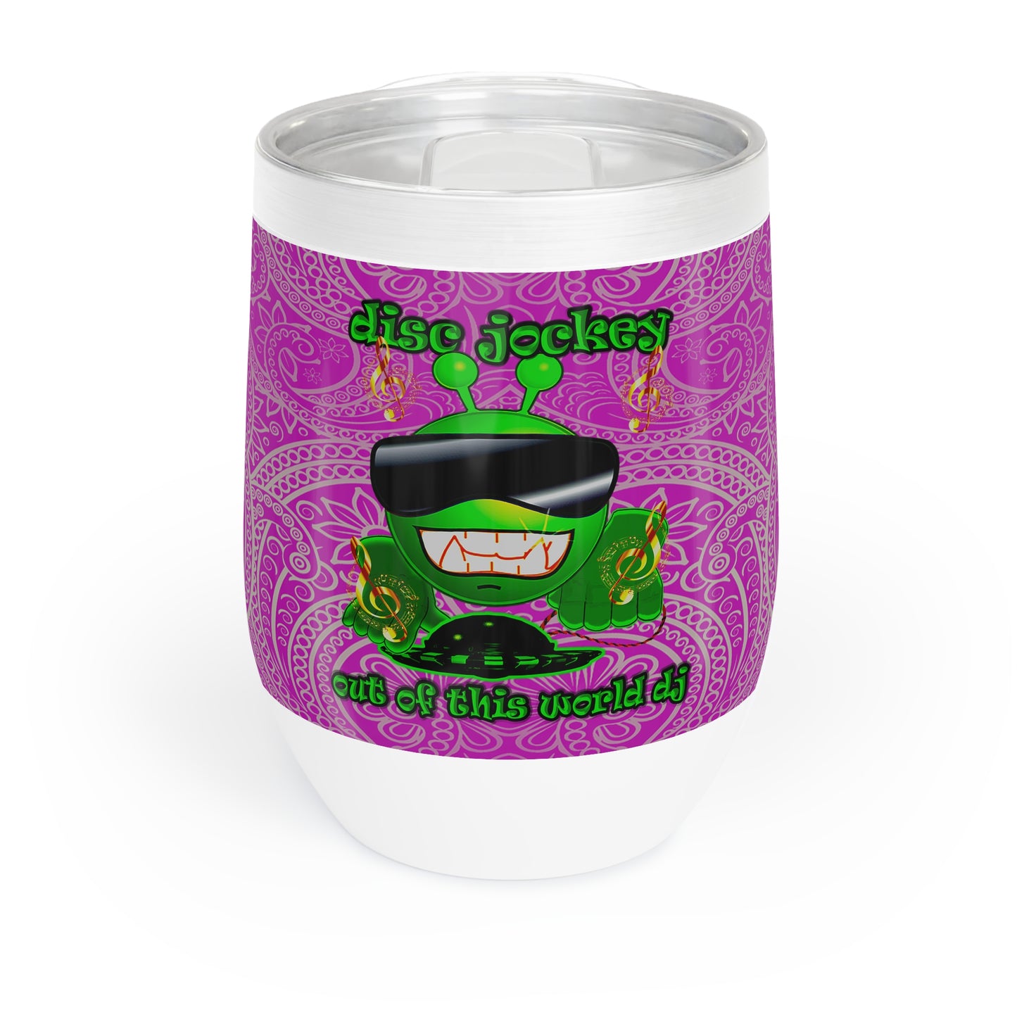 disc jockey - Chill Wine Tumbler (pink swirl)