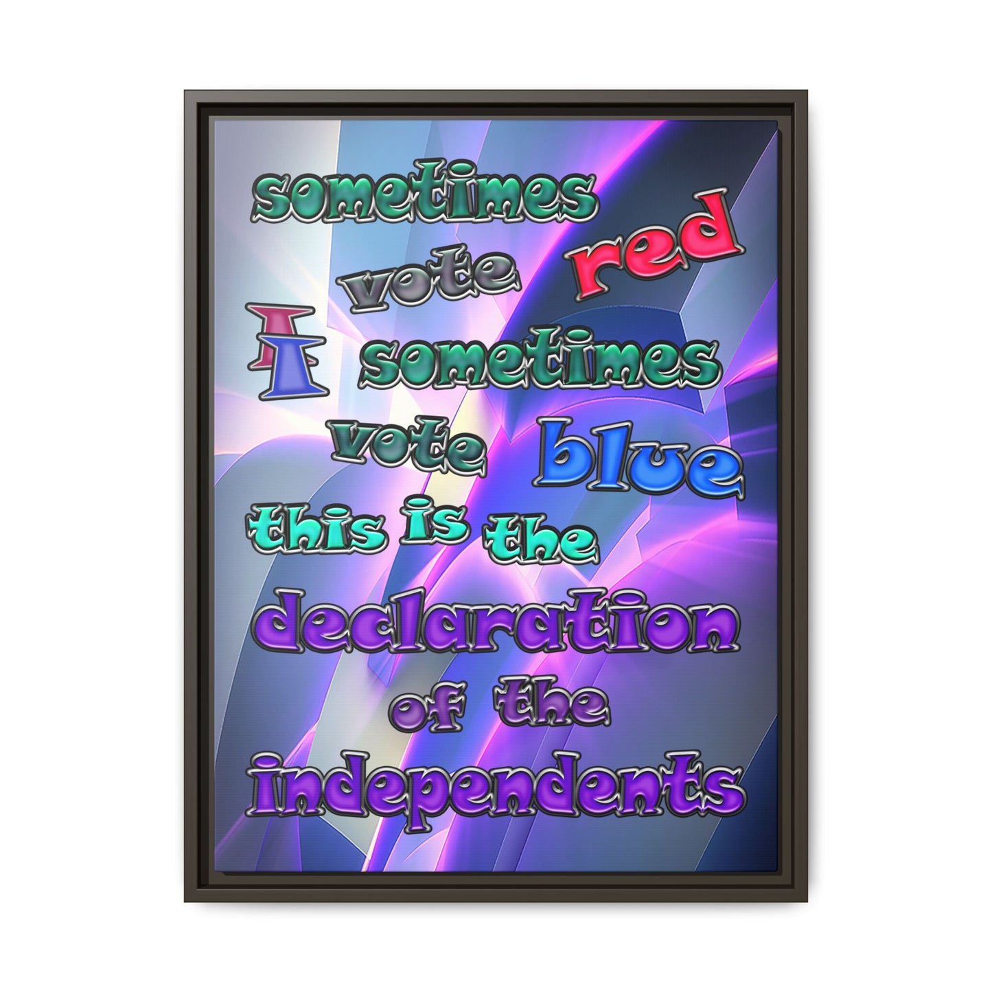 declaration of the independents - framed canvas art (grey-pink wave)