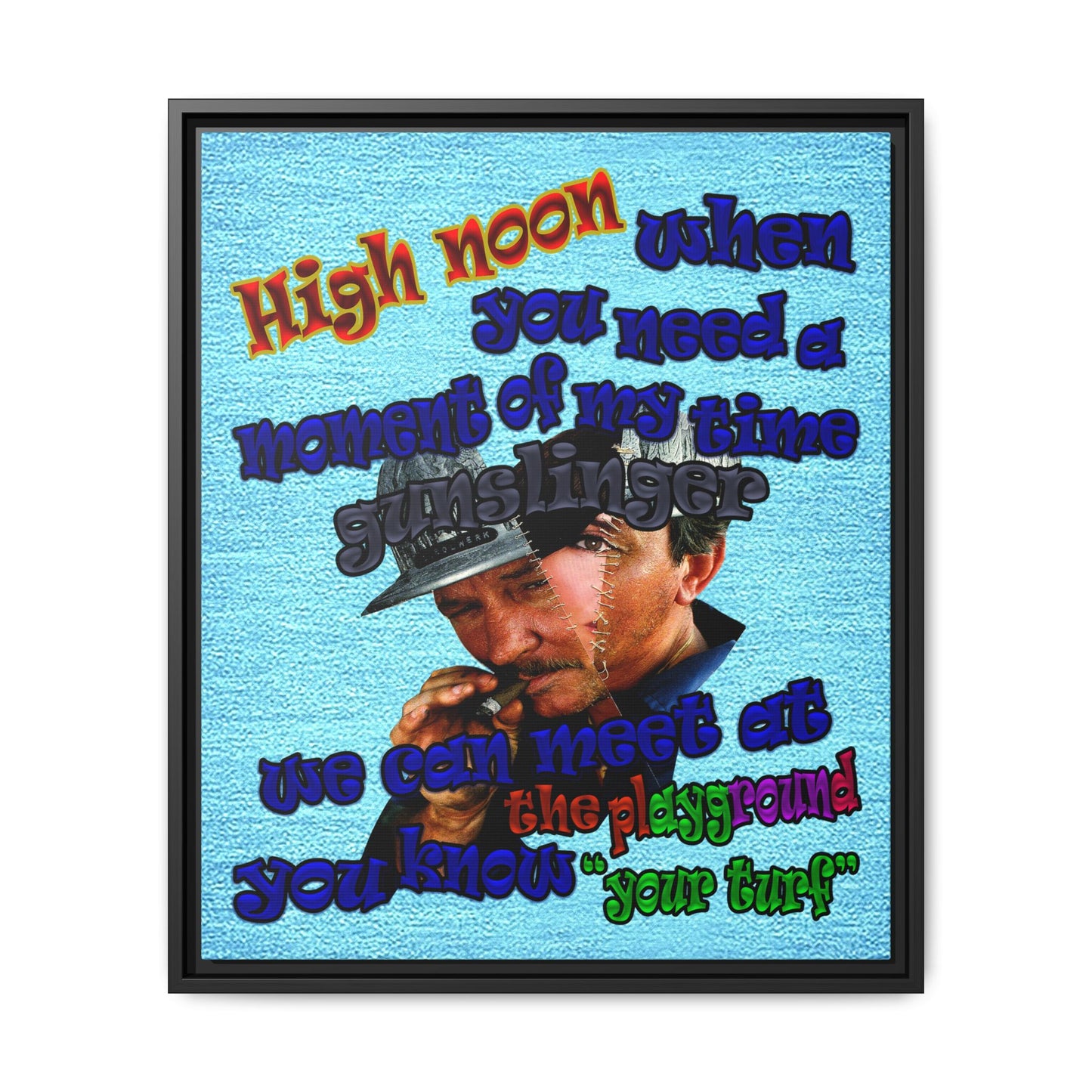 high noon - framed canvas art (faded blue)