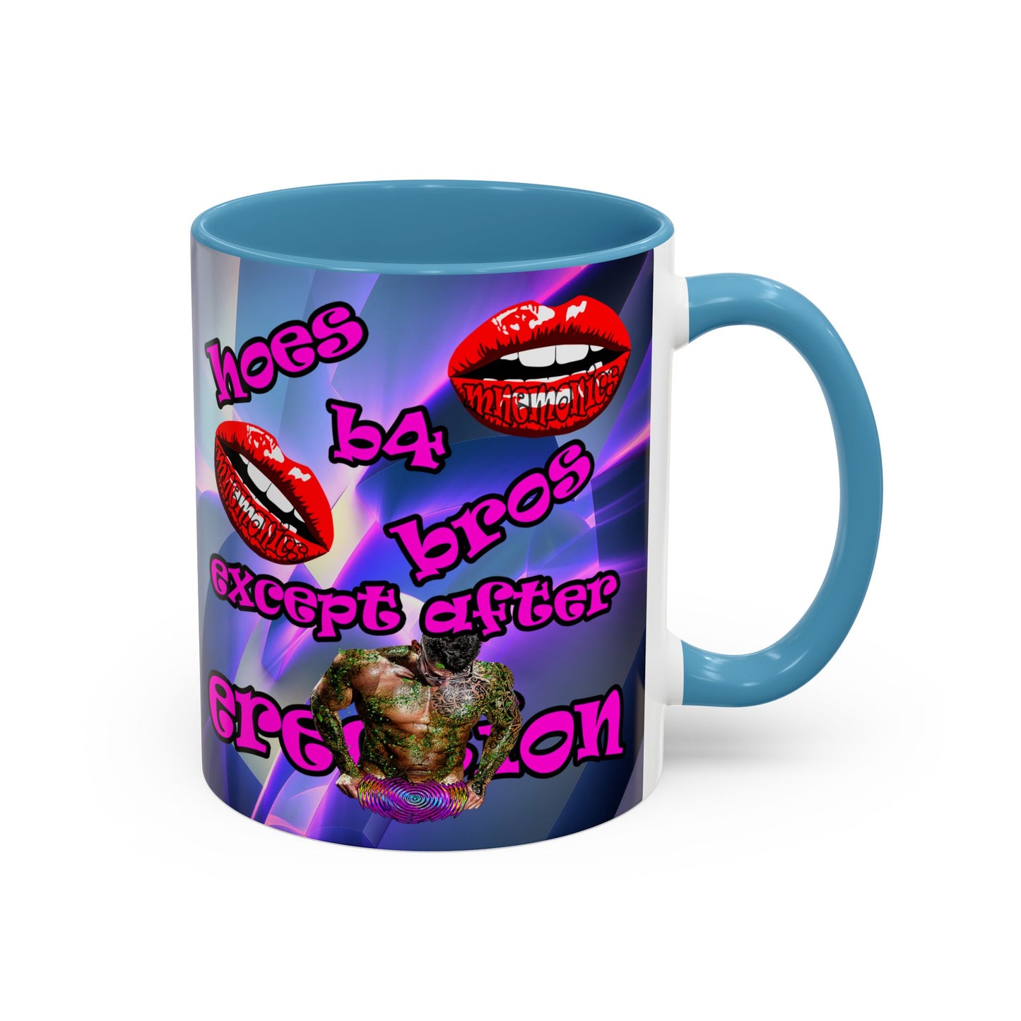 hoes b4 bros - Accent Mug (grey-pink wave)