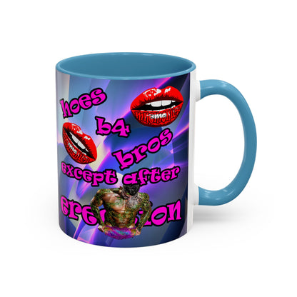 hoes b4 bros - Accent Mug (grey-pink wave)