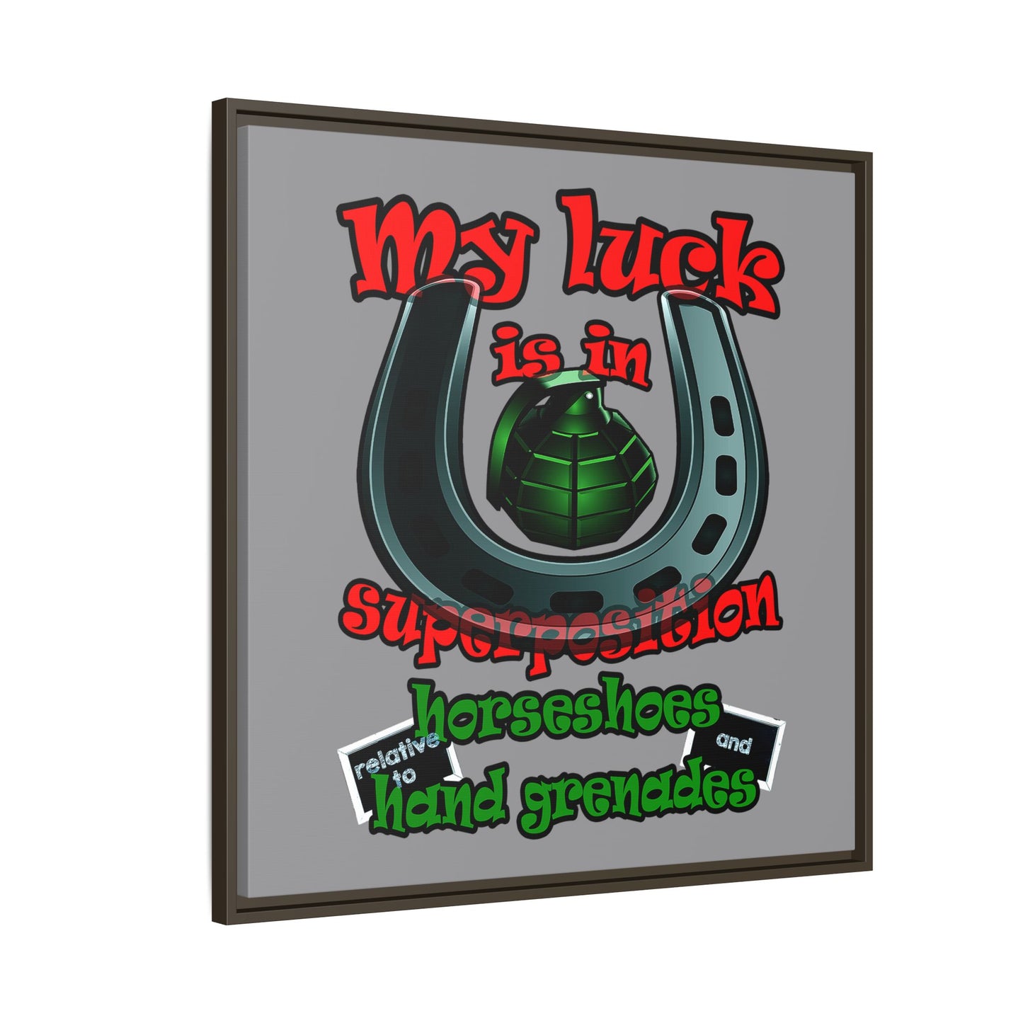 my luck - framed canvas art (grey)