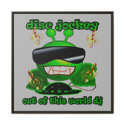 disc jockey - framed canvas art (light grey)