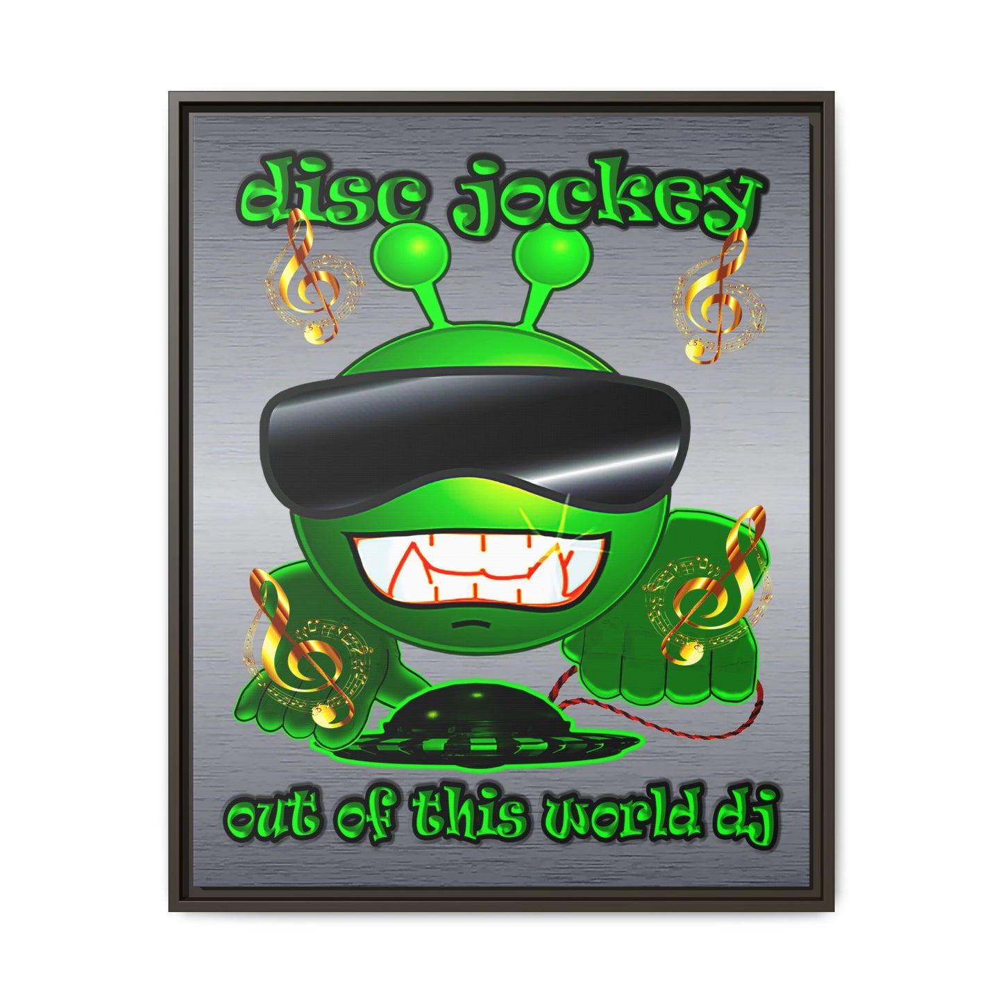 disc jockey - framed canvas art (brushed nickel)
