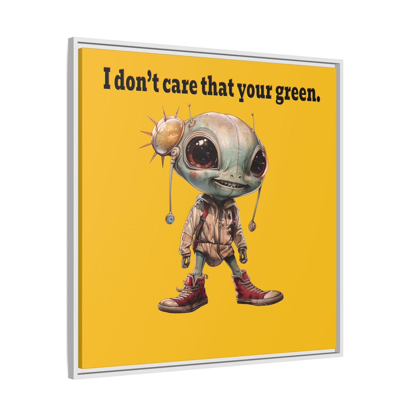 I don't care that your green - framed canvas art (yellow)