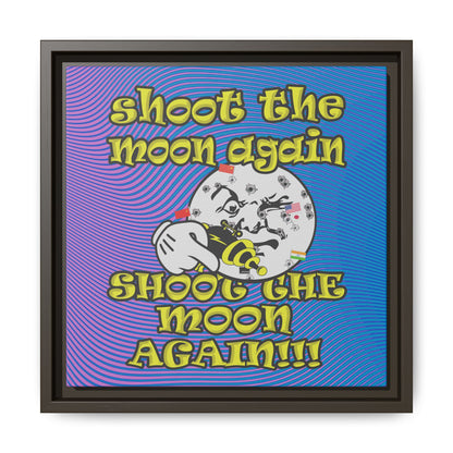 shoot the moon again - framed canvas art (light blue-purple wave)