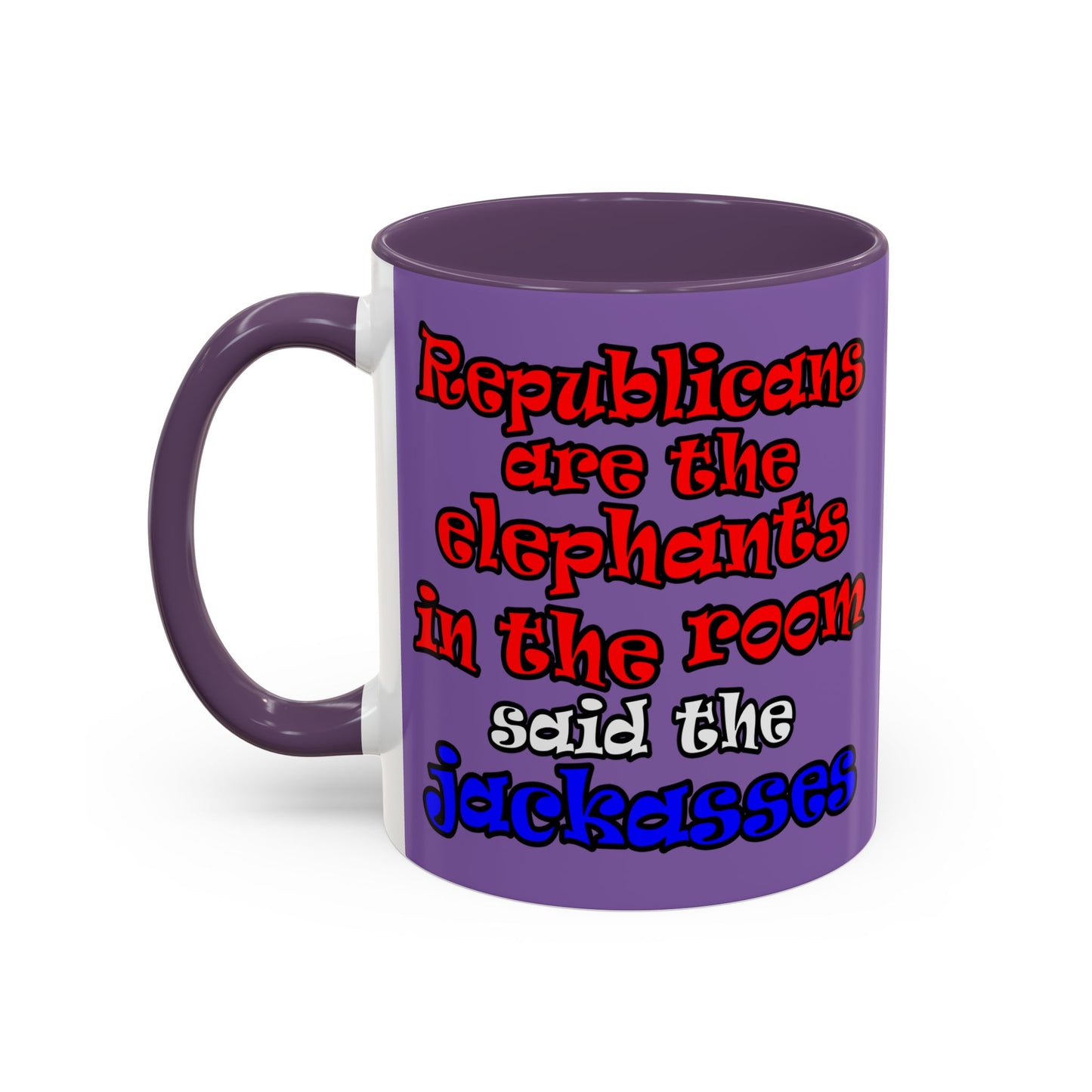 donkeys and elephants - Accent Mug (light purple)