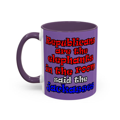 donkeys and elephants - Accent Mug (light purple)