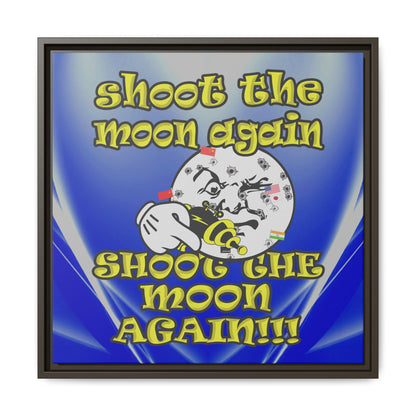 shoot the moon again - framed canvas art (blue-white wave)